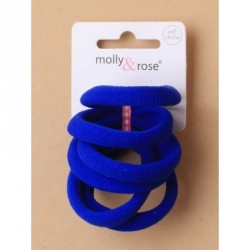Hair Elastics - Card of 6 Thick royal blue jersey fabric...