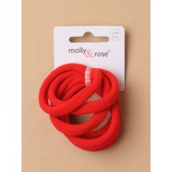 Hair Elastics - Card of 6 Thick red jersey fabric endless...