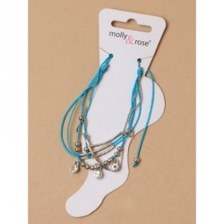 Anklet - Adjustable multi cord anklet with chains and...