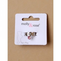 Toe Ring - Silv open heart toe ring with coloured crystal...
