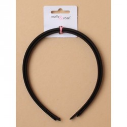 Headband - Card of 2 Black satin covered 1cm wide plastic...
