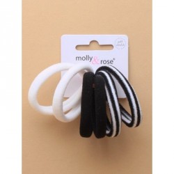 Hair Elastics - Card of 6 monochrome Jersey fabric...