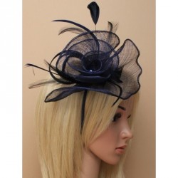 Fascinator Headband - Navy large swirl rose sinamay...