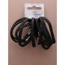 Hair Elastics - Card of 10 black shiny 5mm elastics