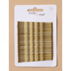 Hair Grip Slides - Card of 36 Gold ,  Blonde enamel 65mm...