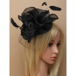 Fascinator Headband -  Black Chiffon fabric flower style...
