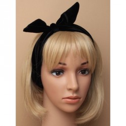 Stretch Headband -  Soft black velvet bandeaux with wired...