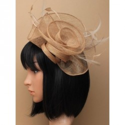 Fascinator - Latte sinamay loops and swirls feather...
