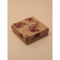 Gift Box - Size 85x85x3cmFloral print natural brown paper...