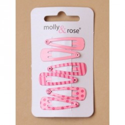 Sleepies Hair Clips - Card of 6 pink and white spotty and...