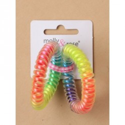 Tele-cord Hair Elastics - Card of 2 large size rainbow...