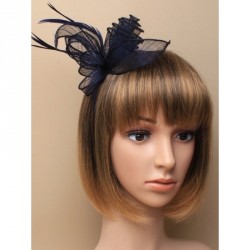 Fascinator Headband -  Navy coiled and looped sinamay and...