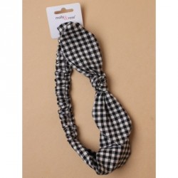 Stretch Headband -  Natural cotton gingham check stretch...
