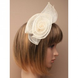 Fascinator Headband -  Ivory layered coiled rose sinamay...