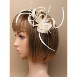 Fascinator Clip and Pin -  Ivory looped hessian net and...