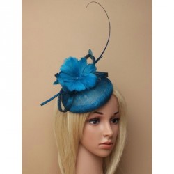 Fascinator Headband -  Kingfisher Blue sinamay cap...