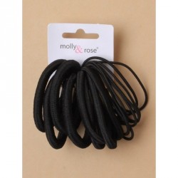 Hair Elastics - Card of 16 mixed black elastics with ferrule