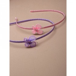 Headband - Narrow ribbon wrapped metal aliceband with net...