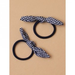 Hair Elastics - Card of 2 elastics with gingham check bow...