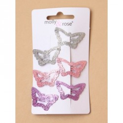 Sleepies Hair Clips - Card of 6 small 3cm glitter...
