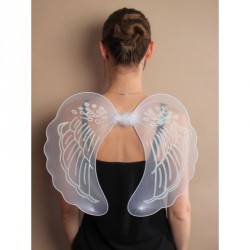 Size : 50x38cm White Net Angel Wings with white frosty...