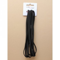 Hair Elastics - Card of 6 long black elastics 5mm wide