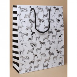 Gift Bag - Size : H32xW26xD10cm   Black and white dog...