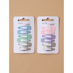 Sleepies Hair Clips - Card of 6 Pastel coloured glitter...