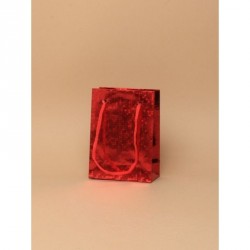 Gift Bag - Size : H11xW8xD4cm Red holographic foil gift...