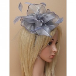 Fascinator Headband -  Grey Chiffon fabric flower style...