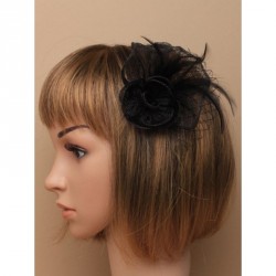 Fascinator Hair Flower -  Black sinamay flower, net &...