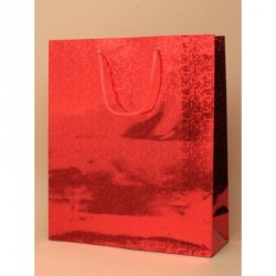 Gift Bag - Size : H27xW23xD7cm Red holographic foil gift...