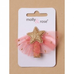 Hair Clips - Glitter star and pink net 35cm glitter beak...