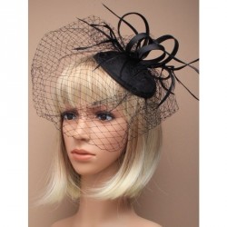 Hair Comb -  Black hatinator with black net and feathers...