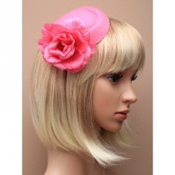 Headband -  Pink oval felt pillbox fascinator with large...