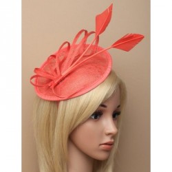 Headband -  Coral sinamay hatinator with loops and...