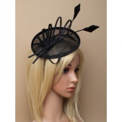 Headband -  Black sinamay hatinator with loops and...