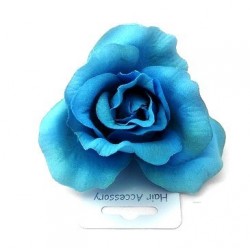 large coloured fabric rose on a forked clip with elastic...