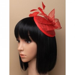 Hair Comb -  Red hessian sinamay hatinator on a black...
