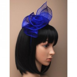 Headband -  Royal Blue layered coiled rose sinamay...