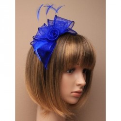 Headband -  Royal Blue Looped sinamay and feather...