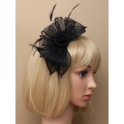 Headband -  Black Looped sinamay and feather fascinator...