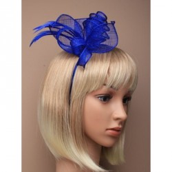 Headband -  Royal blue coiled and looped sinamay and...
