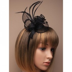 Headband -  Black coiled and looped sinamay and feathers...