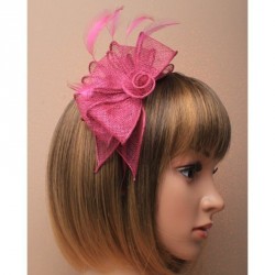 Headband -  Cranberry Looped sinamay and feather...
