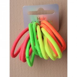Hair Elastics - Card of 12 bright coloured neon endless...