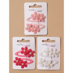 Sleepies Hair Clips - Card of 2 Double felt flower ribbon...