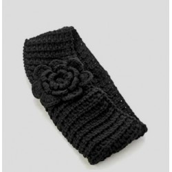 Knitted headband with knitted flower