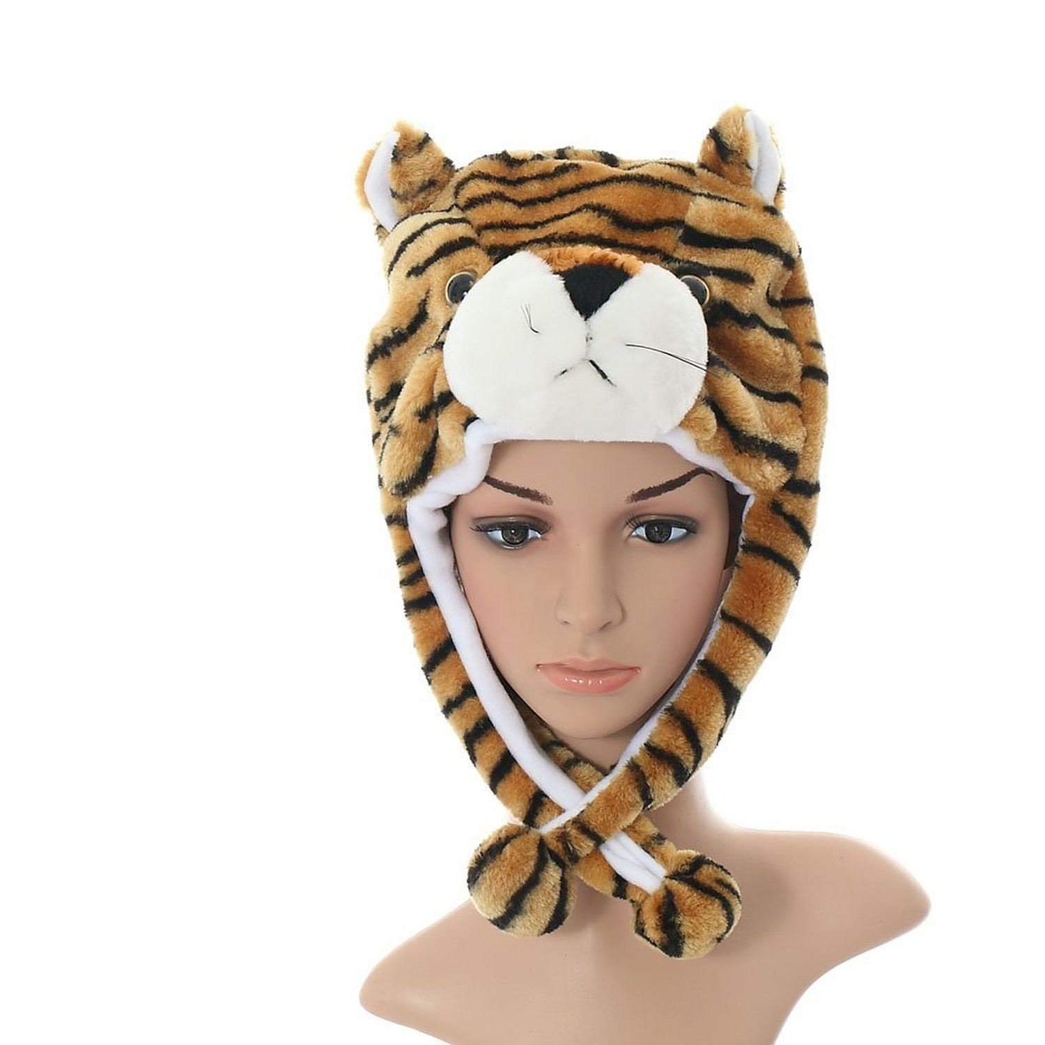 Fun Faux Fur character hat and pom-pom scarf combi