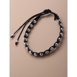 Bracelet - silv bead corded friendship bracelet....